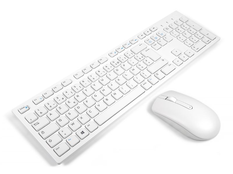 Dell KM636 White FRENCH Wireless Mouse & Keyboard Combo Bundle (Refurbished)