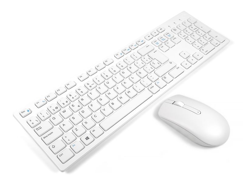 Dell KM636 White SPANISH Wireless Mouse & Keyboard Combo Bundle