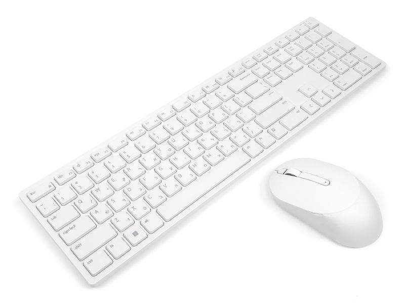 Dell KM5221W White HEBREW Pro Wireless Keyboard & Mouse Combo Bundle (Refurbished)