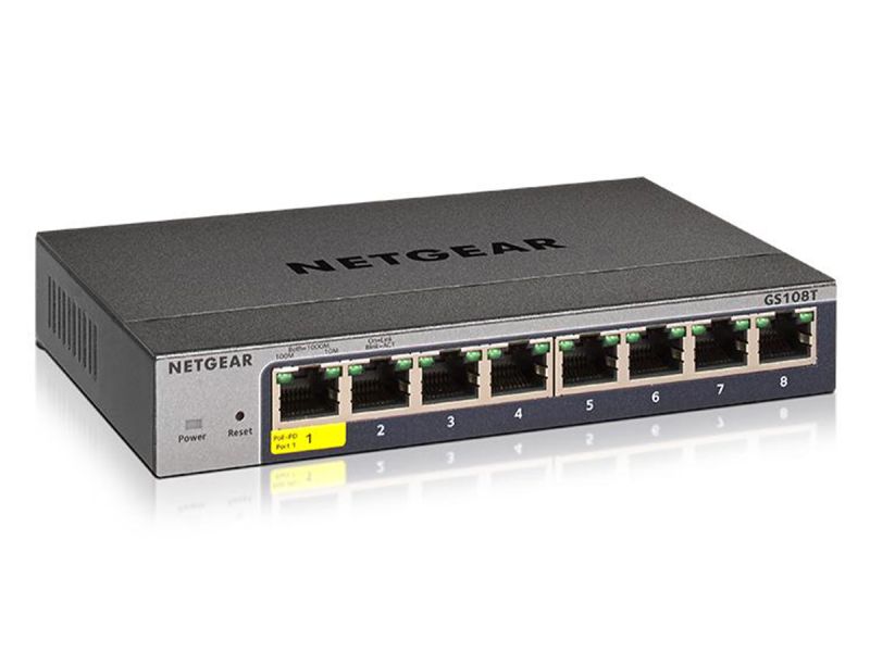 Netgear GS108Tv3 8-Port Gigabit Smart Switch with 1 PD Port (Refurbished)