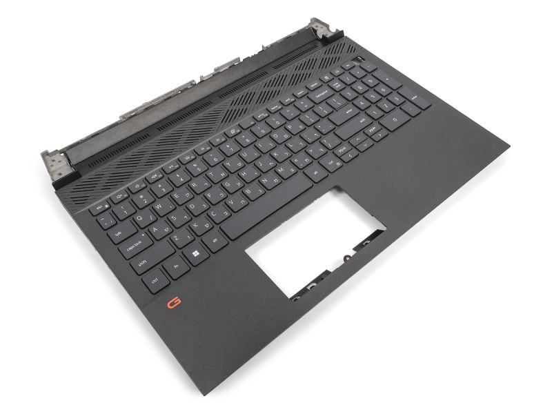 Dell G15 5520/5521/5525 Palmrest & HEBREW Backlit Keyboard - 0GDN50 (NWV87) - Obsidian Black