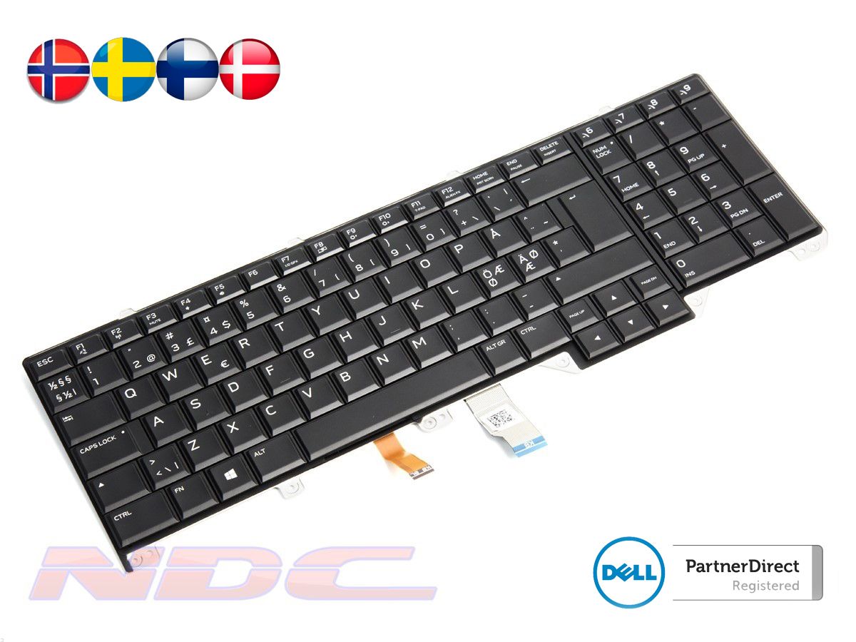 Yfwp0 Dell Alienware 17 R4 Nordic Backlit Laptop Keyboard With Alienfx Led 0yfwp0